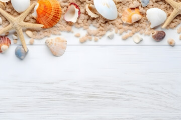 Fototapeta na wymiar Seashells isolated on background, Generative AI