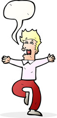 cartoon terrified man with speech bubble