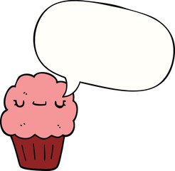 cartoon muffin with speech bubble