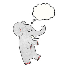 freehand drawn thought bubble textured cartoon dancing elephant