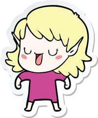 sticker of a cartoon elf girl