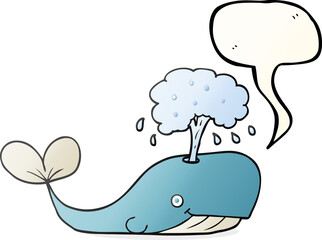 freehand drawn speech bubble cartoon whale spouting water
