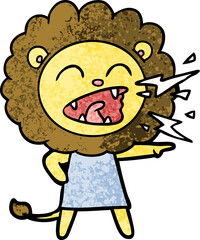 cartoon roaring lion girl