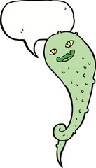 cartoon spooky ghost with speech bubble