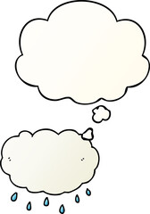 cartoon rain cloud with thought bubble in smooth gradient style