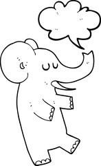 freehand drawn speech bubble cartoon dancing elephant