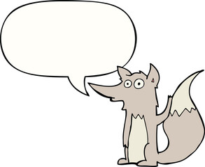 cartoon wolf with speech bubble
