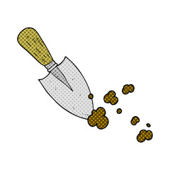 freehand drawn comic book style cartoon garden trowel