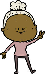 cartoon happy old woman