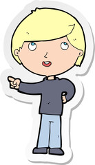 sticker of a cartoon boy pointing