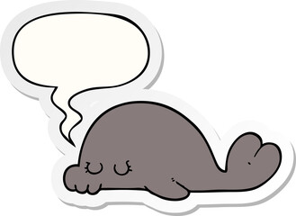 cartoon seal with speech bubble sticker