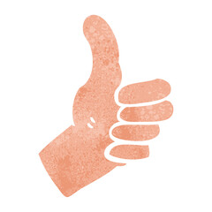 freehand retro cartoon thumbs up sign