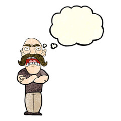 cartoon angry man with thought bubble