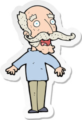 Obraz premium sticker of a cartoon old man gasping in surprise