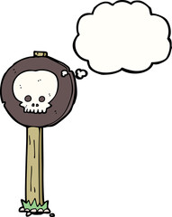 cartoon sign post with thought bubble