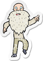 retro distressed sticker of a cartoon stressed old man