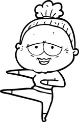 cartoon happy old lady