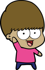 happy cartoon boy waving