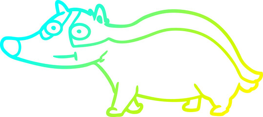 cold gradient line drawing of a cartoon friendly badger