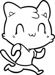 cartoon happy cat running