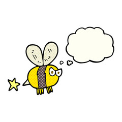 freehand drawn thought bubble cartoon angry bee
