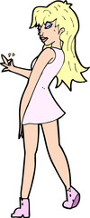 cartoon woman posing in dress