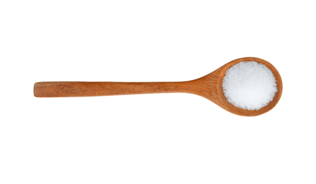 sugar in wooden  spoon on transparent png