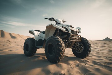 Fototapeta na wymiar Image of a white 3D ATV with four wheels. Generative AI