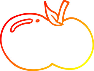 warm gradient line drawing of a cartoon apple