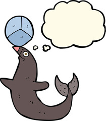 cartoon performing seal with thought bubble