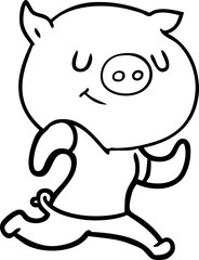 happy cartoon pig running