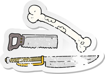 retro distressed sticker of a cartoon knife