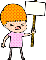 cartoon stressed man