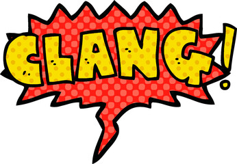 cartoon word clang with speech bubble in comic book style