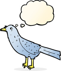 cartoon crow with thought bubble