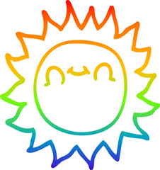 rainbow gradient line drawing of a cartoon sunshine