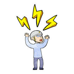 cartoon cyclist man stressed out