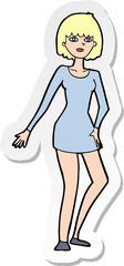sticker of a cartoon woman in dress
