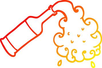 warm gradient line drawing of a cartoon beer pouring