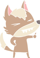 angry wolf flat color style cartoon