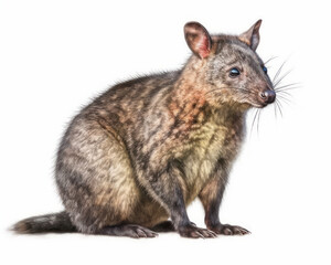 photo of dasyurid marsupial isolated on white background. Generative AI