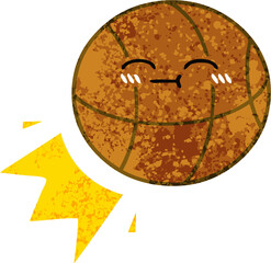 retro illustration style cartoon of a basketball