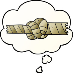 cartoon knotted rope with thought bubble in smooth gradient style