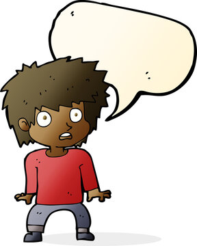 recommend clip art: cartoon frightened boy with speech bubble