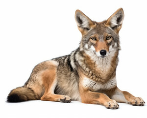 photo of coyote isolated on white background. Generative AI