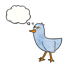 freehand drawn thought bubble textured cartoon bird