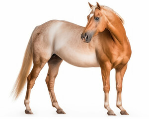 Naklejka premium photo of Criollo, horse breed of Argentina isolated on white background. Generative AI