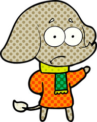 cartoon unsure elephant in scarf