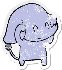 distressed sticker of a cute cartoon elephant