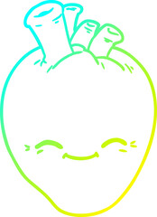 cold gradient line drawing of a cartoon happy heart